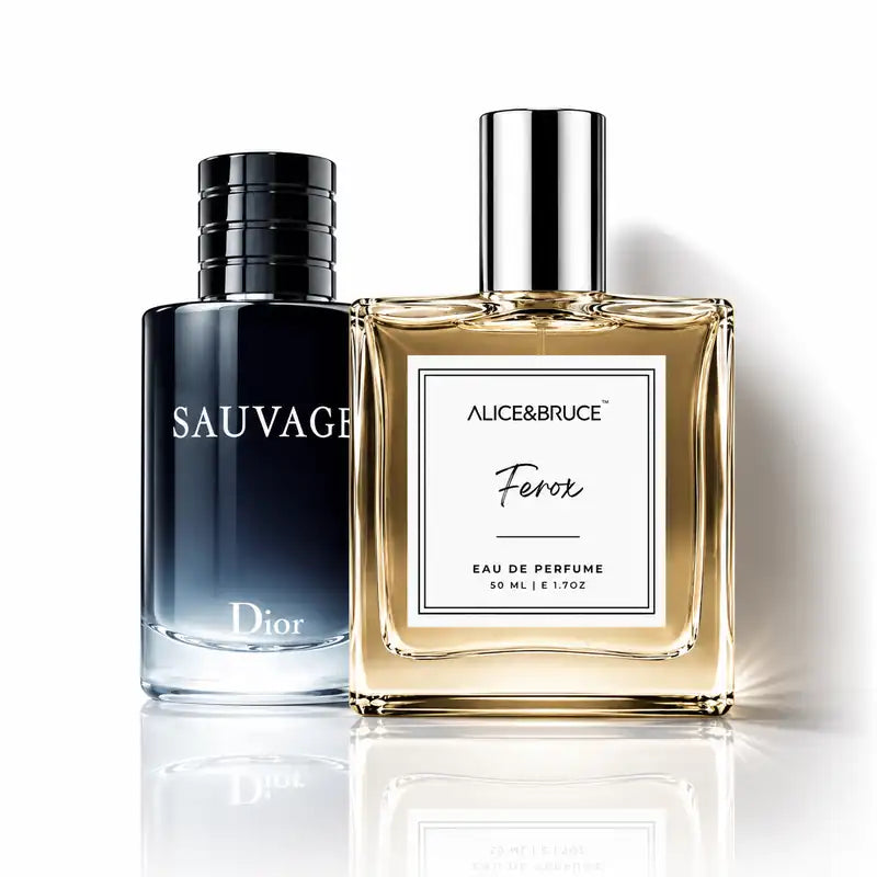 Alice & Bruce Ferox Eau De Parfum for men, bold aromatic fragrance inspired by Dior Sauvage, 50ml perfume bottle
